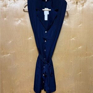 Naked Zebra Deep Blue Shirt Dress with Tie